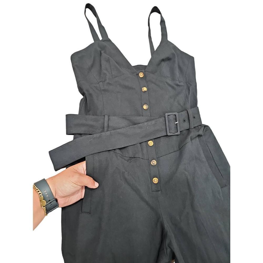 Reiss Sola Button Through Jumpsuit in black Sz 4 - Picture 4 of 8